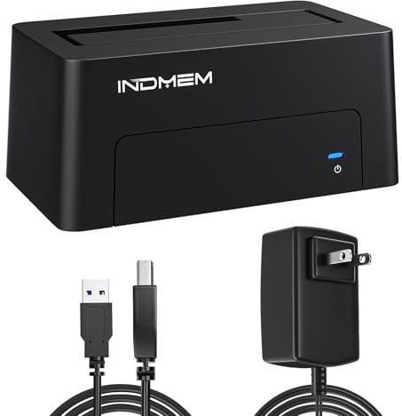 INDMEM SAS to USB 3.0 Adapter, SAS/SATA Hard Drive Enclosure Reader Converter Docking Station for 2.5/3.5 inch Server HDD SSD with 12V/2A Power Adapter,Support up to 24TB(New Upgrade)