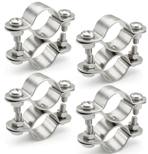 PRIOstahl Rohrschellen Doppelschelle Bügelschelle Schelle Schlauchschellen - Rohrschelle doppelt feststehend 25mm x 4 Stück für Rohrbefestigung Rohrhalterung Rohrklemme Rohr aus Edelstahl V2A