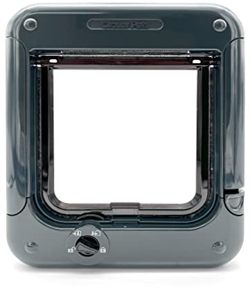 Closer Pets Rotary 4-Way-Locking Cat Flap (358) - Versatile Lockable Door for Small to Average-Sized Cats, for Single/Multiple Glazing, UPVC, Wall and Wood, Grey