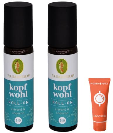 Primavera Kopfwohl Aroma Roll-On I Aromatherapie für Unterwegs I klärend, lindernd bei Kopfschmerzen I 2x 10ml Sparset I plus PharmaPerle giveaway