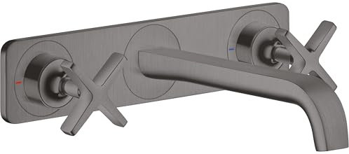 hansgrohe AXOR Citterio E 3-Loch Waschtischarmatur Unterputz mit Platte für Wandmontage, 36115340, Farbe: Brushed Black Chrome
