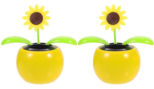 VILLCASE Solarbetriebene tanzende Sonnenblume, solarbetriebener tanzender Kopf, schwingender Autotisch, Dekoration für Auto, Armaturenbrett, Büro, Zuhause, Desktop-Dekoration, siehe abbildung