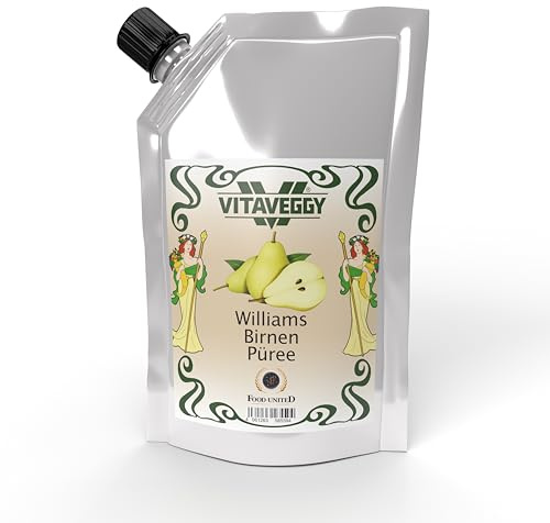 VITAVEGGY BIRNENPÜREE 1kg Williams-Birne-Pear-Fruchtpüree von Food-United pear-fruit-puree für Birnen-Smoothie-Nektar oder für Saft Müsli Quark Tee Sorbet ohne Aroma- und Konservierungsmittel (1)