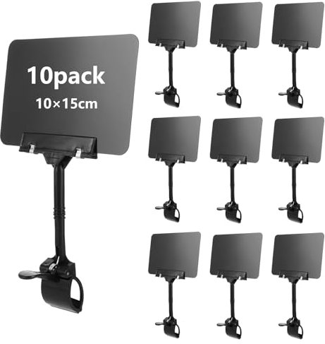 CYEER 10 Stück 10x15CM Preisschilder Flohmarkt zum Klemmen, A6 Preisschilder mit Klammer, Beschreibbarer Preisschild Price Tag Etikettenhalter für Supermärkte