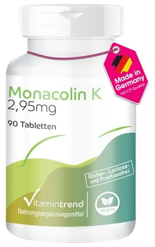 Vitamintrend Monacolin K 2,95mg, 90 Tabletten, Roter Reis Extrakt, hochdosiert, Nahrungsergänzungsmittel vegan ohne Magnesiumstearat, in Deutschland hergestellt