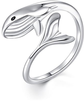 Wal Ring 925 Sterling Silber Einstellbare Offene Wal Daumen Ringe Niedlich Meer Wal Schmuck Ozean Geschenke für Damen Frauen Männer Teenager Mädchen Jungen Tochter Wal Liebhaber