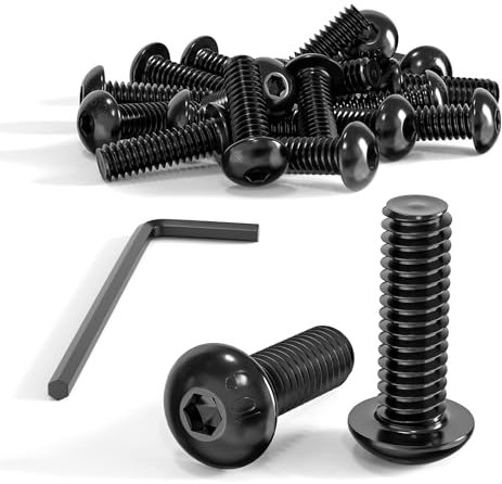 ORTAVA 20 Viti a Testa Bombata M5 x 16, ISO 7380, a Testa Piatta, Esagono Incassato in Acciaio al Carbonio, Filettatura Completa Con Chiavi a Esagono Incassato