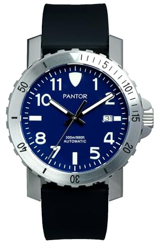 Pantor Taucheruhren für Herren, 300 m, Automatikuhren mit Gummiband, Stahl-Taucheruhr, Conch