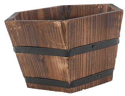 FONDOTIN Maceta de Madera Maciza para Suculentas y Verduras, Resistente Corrosión, Diseño Retro y Simple Adecuado para Decoración de Interiores y Balcones