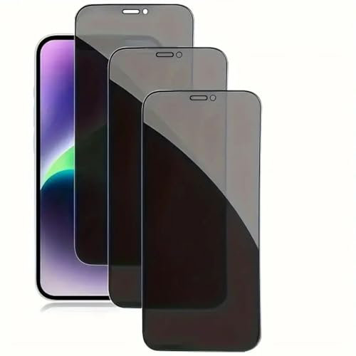 h24z 3 Stück Prämie Sichtschutzfolie mit Anti-Spionage kompatibel für iPhone 12/12 Pro 6,1 Zoll - 3D Privatsphäre Glasfolie, 9H Härte, Panzer Schutz Glas, Ultra-Kratzfest, Fingerabdruckschutz