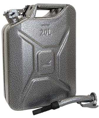 TRUTZHOLM Kraftstoffkanister Metall in robuster Snakeoptik mit 20 Liter Fassungsvermögen inkl. Ausgießer und Halterung Benzinkanister Dieselkanister Metallkanister UN-Zulassung
