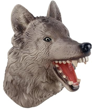 Andux Tier Handpuppe Realistisches Interaktives Rollenspiel Handpuppenspielzeug aus Weichgummi DWSO-01 (Wolf)