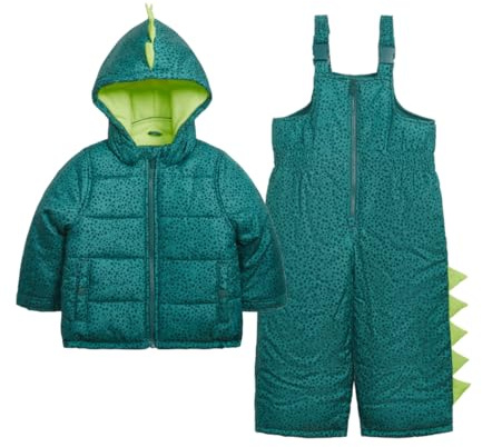 Carter's Little Kid Boys Character Snowsuit, Dark Green Dino, 7