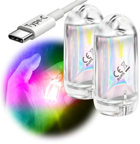 SROOS Mini torcia a LED, ricaricabile, impermeabile, mini torcia elettrica a LED per campeggio, lampada magnetica portatile a bastone piccolo (2 pezzi RGB Fast Flash)
