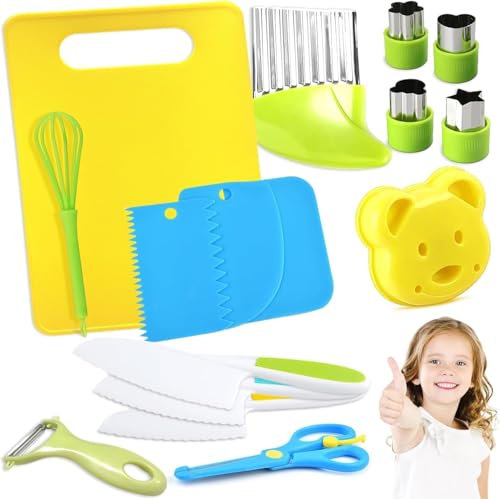 Swetfela Kit Couteau de Sécurité pour Enfants 16 PCS - pour Couper et Cuire des Fruits ou Légumes à partir de 2 ans