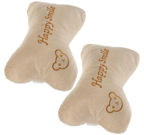 2 Stück-pack Nackenkissen fürs Auto aus Flanell, Beige | Pp Baumwolle, Atmungsaktiv und Elastisch, für Reise und Fahrersitz, Einfache Form