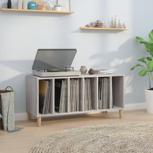 Iiaky-Mobile Porta Dischi Grigio Sonoma 100x38x48cm Legno Multistrato|Supporto per Giradischi,Supporto per Giradischi in Legno,Supporto per Giradischi con Spazio di archiviazione
