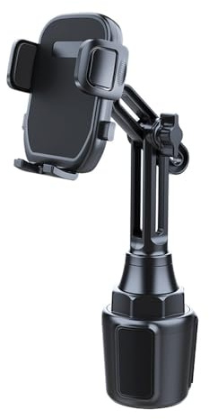 Enegg Becherhalterung für Auto, 2-in-1 Universal-Auto-Becher, verstellbare Basis mit Handyhalterung, drehbar, für Fahrzeug, kompatibel mit iPhone Samsung 4-7 Zoll Smartphones