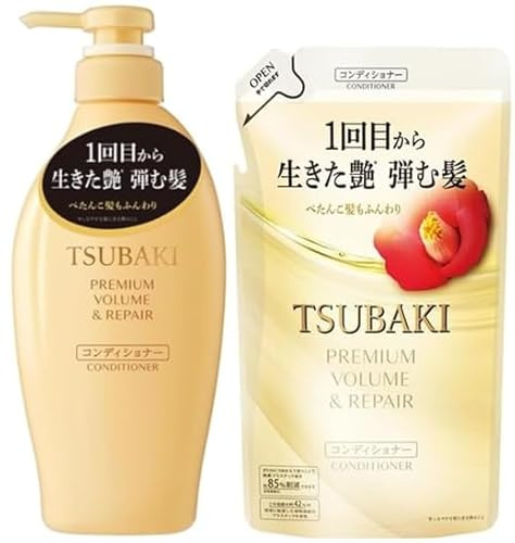 Premium Volume Repair Conditioner for Tsubaki 450ml & Refill Pack 300ml Set