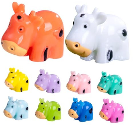 Hemobllo 10stücke Teiliges Bunte Mini-kuhfiguren Aus Harz Lebendige Kleine Rinderstatuen Für Gartendeko Mikrolandschaften Wohnraum Außendekoration Detailreiche Niedliche Rasen Miniaturlands