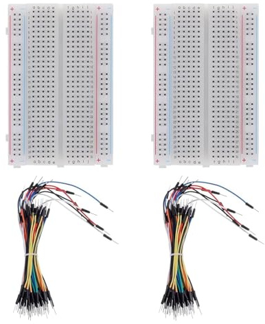 Breadboard and Jumper Wires Kit with 2Pcs 400 Tie Points Solderless Breadboard and 130 Flexible Pre-cut Jumper Wires