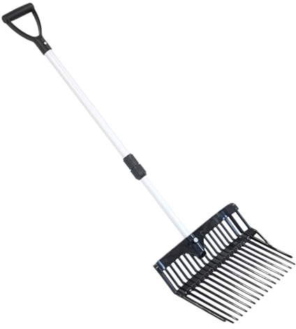 Oypla Coco Equestrian Horse Bedding Manure Mucking Out Stable Fork with Telescopic Handle