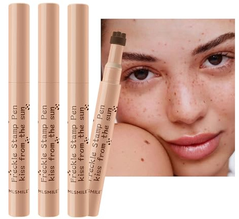 Luxvara 3 Pièces Stylo de Taches de Rousseur, Tampon pour Taches de Rousseur en Cinq Points, Freckle Pen Longue Durée, Réaliste de Taches de Rousseur Naturelles pour Plage & Look Quotidien, 3 Couleurs