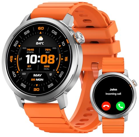 KOSPET ORB Smartwatch Herren, Ultra-Leicht, bis zu 25 Tage Akkulaufzeit, 1,43 AMOLED Fitnessuhr mit 24-Stunden-Herzfrequenzmonitor & Schlafanalyse, 175+ Sportmodi, IP68 wasserdicht, ICY (Silber)