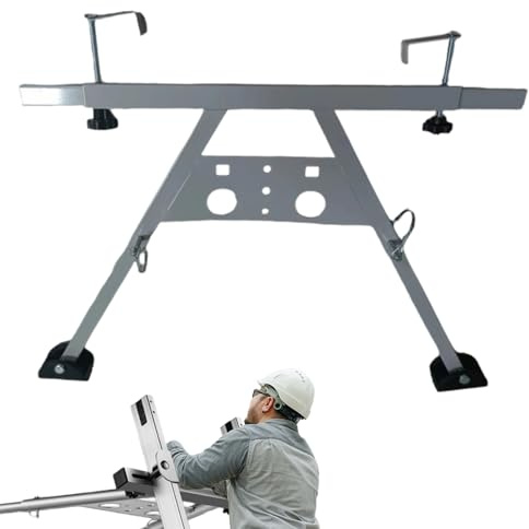Leiterstabilisator, Dachleiterstütze, Stahlkonstruktion, rutschfeste Gummifüße, Dachwandzugangssicherheitswerkzeug, verstellbar 55,9-74,9 cm Höhe, Schwarz, 1 Stück