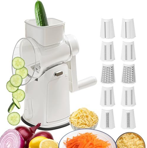 Ahuuen Cortador De Verduras - Rallador Y Cortador Rotativo De Queso Para Cocina - Rallador Manual De Cocina Para Tomate Patata Zanahoria Pepino Cebolla Queso Col Limon