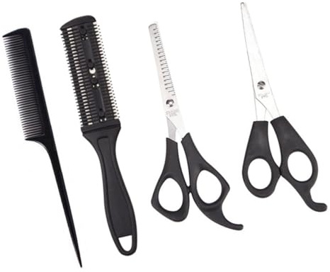 VALICLUD 4 Stück Haarschneidezubehör Mit Präzisionsfriseurschere Und Kamm Langlebiges Haarstyling Werkzeug Für Männer Und Frauen Kompakt Für Friseursalons Und Zuhause