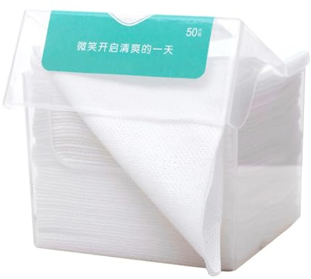VILLCASE Serviettes Faciales Jetables En Coton 50 Pièces 20x20 Cm Épaisses Absorbantes Visage Types De Peau Usage Cosmétique Soins Visage Nettoyage Maquillage Voyage Camping
