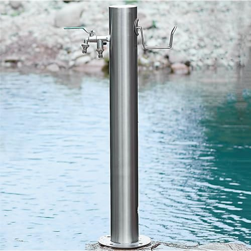 LCHJX Stainless Steel Garden Water Column with Freestanding Hose Hanger Stand Freeze Proof Outdoor Yard Hydrant Fountain