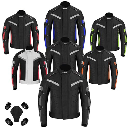 Lima BikerWear Men’s Motorcycle Jacket 4 Season Cordura Textile Biker Jacket Waterproof Windproof with CE Armor, Air Vents & Removable Thermal Liner