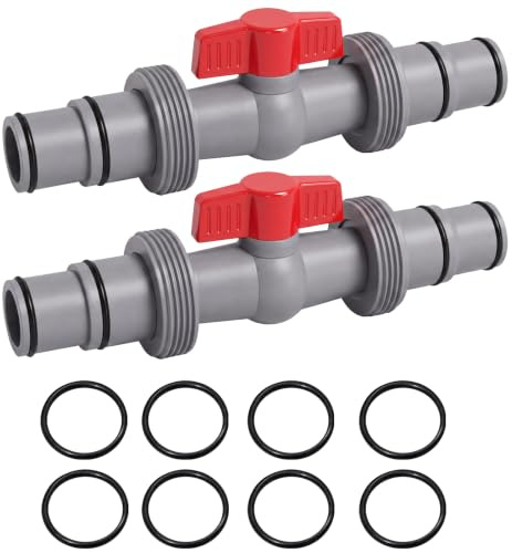 2 Stück Schlauchverbinder, Pool Absperrhahn 32mm auf 38mm, PVC 2-Wege Pool Schlauchadapter - Absperrhahn Absperrventil Kugelhahn für Schlauch Ø 32 / 38mm für Oberirdische Pool und Poolpumpe Wartung