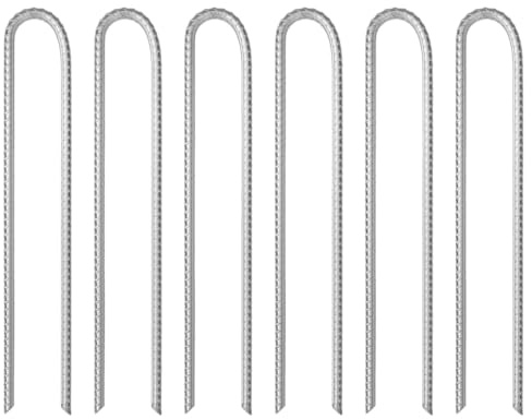 Kaloriko tältringar 6 stycken U-form 37 cm längd Ø 10 mm galvaniserat stål för camping utomhus tältsäkring med stark markvidhäftning för tältillbehör, konstruktion och vindskydd