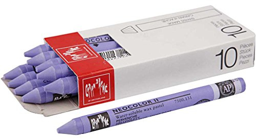 Caran d'Ache NEOCOLOR II 131 HELLVIOLETT/PERIWINKLE BLUE (7500.131) / Pastelle 10 Stück (1er Pack)/ aus Wasservermalbarem Wachs/Für Papier Karton Glas Holz Leder Stoff Stein