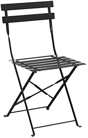 Bolero Chaises de terrasse pliantes en acier Bolero noires (Lot de 2), Noir, 800(H)x 387(L)x 471(P)mm, Acier poudré, GH553