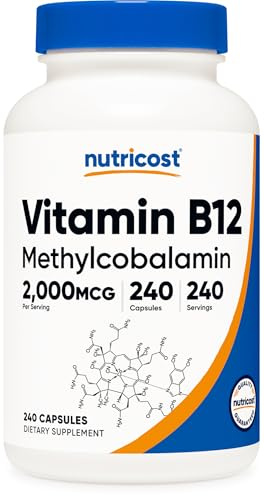 Nutricost Vitamin B12 (Methylcobalamin) 2000mcg, 240 Capsules - Vegetarian Caps, Non-GMO, Gluten Free B12 Supplement