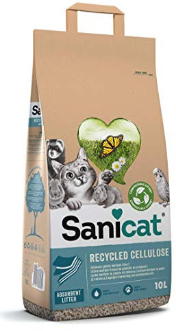 Sanicat – Absorbierende Multipet-Streu aus recycelter Zellulose | Ausgezeichnete Absorption und Geruchsbindung | Umweltfreundliches und biologisch abbaubares Produkt | Packungsgröße 10 l