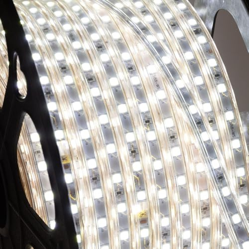 Tira de 60 LEDs/M 500W 42.000Lm 6000ºK SMD5050 220VAC IP65 x50M 40.000H [GR220/60/50M/CW]-Blanco Frío | Greenice