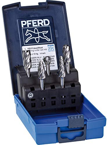 PFERD TOOLS HM-Frässtift-Set, 5-teilig, Zahnung ALU, Schaft-ø 6 mm, 21901612 – speziell für die Bearbeitung von Aluminium, 5 tlg. Set