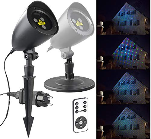 Lunartec Projektor Weihnachten: RGB-Laserprojektor mit Sternen-Lichteffekt & Fernbedienung, IP65/IP44 (Projektor Weihnachten Hauswand, Laser Hauswand, LED)