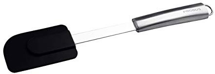 Probus Teigschaber 30 cm, praktischer Universal-Schaber aus Edelstahl/Silikon mit ergonomischem und abgerundetem Griff, spülmaschinengeeignet, aufhängbar, Menge: 1 Stück, schwarz/silber