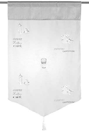 Elbersdrucke halbtransparente Scheibengardine Espresso 07 weiß-grau 90x58 cm 176280 Vorhang für Küche Küchenfenster Sichtschutz