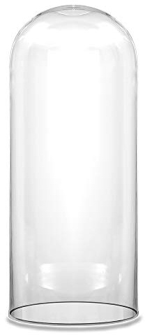 CYS EXCEL Glass Dome Cloche (H:13.75 D:5.75) | Multiple Sizes Decorative Showcase Display for Antique Collectibles | Bell Jar Terrarium & Dessert Cover