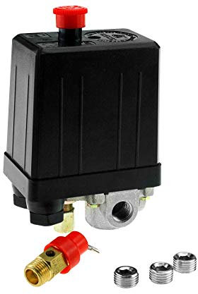 The Lord of the Tools Einphasiger Druckschalter Druckwächter für Kompressor Luftkompressor mit Blindstopfen und Sicherheitsventil
