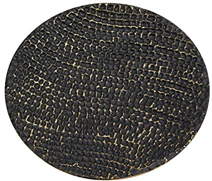 NKlaus Piatto per candele Alluminio nero - oro Ø 12cm Sottobicchiere Portacandele Piattino 10356