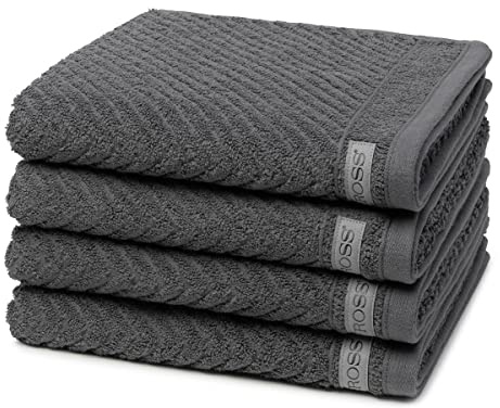 Ross - 4 teiliges Frottier-Set - Smart (4 X Handtuch im Set) - 520 g/m2 - Baumwolle - Frottee - saugstark - weich und flauschig - Schiefer