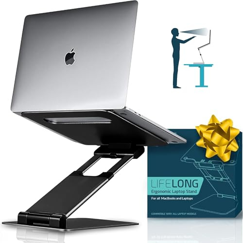 Lifelong Soporte ajustable de aluminio para laptop, elevador extra alto de 20 pulgadas, color negro